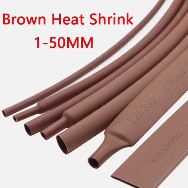 Dia 1~50mm 2:1 Brown Heat Shrink Heatshrink Shrinkable Tube Tubing Wire Sleeving