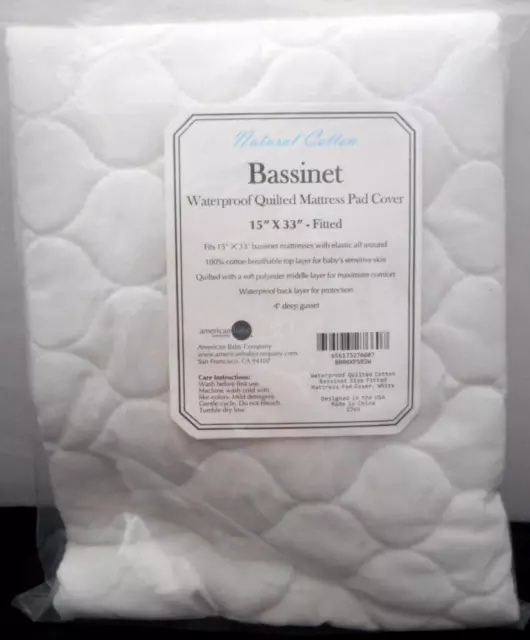 American Baby Company Waterproof Quilted Cotton Bassinet Fitted Mattress Pad