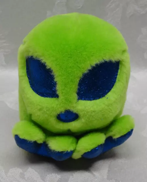 Swibco Puffkins Roswell Alien Plush Stuffed Animal Green Blue Vintage 4.5" HTF