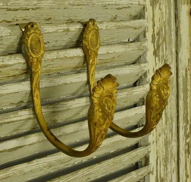 Elegant Pair Antique French Gilded Metal Curtain Tie / Hold Backs 19th Century