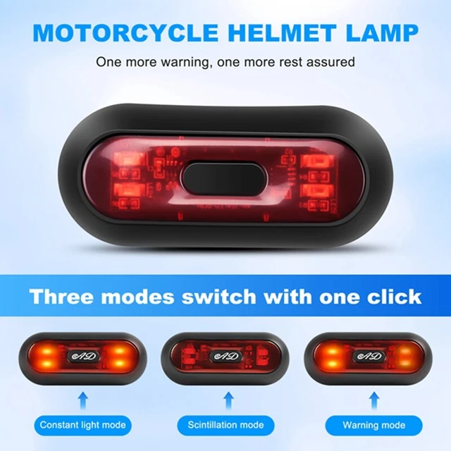 LED HELMET LIGHT,MOTORCYCLE Helmet Brake Light Rechargeable Bike Rear