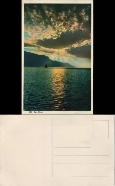 Ansichtskarte Genf Genève Genfersee (Lac Léman) Sonnen-/Wolken-Spiele 1930