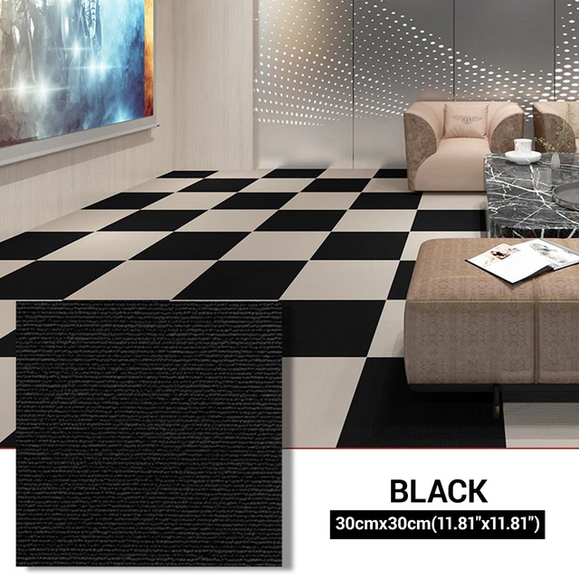 50X Carpet Tiles Commercial Retail Office Premium Flooring Self Adhesive Black