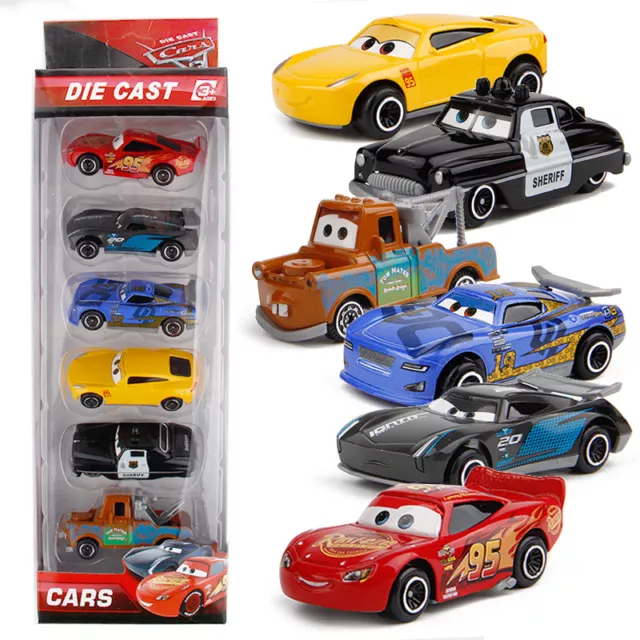 6pcs Disney Pixar Cars Lighting McQueen Mater Diecast Cars Kid Toy Set Playset