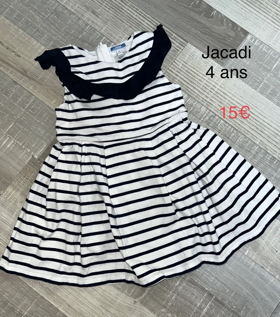 Jacadi 4 Ans Fille : robe rayee marine Été TBE