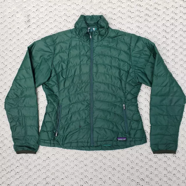 PATAGONIA WOMENS DOWN Sweater Full Zip Green Insulated Puffer Jacket ...
