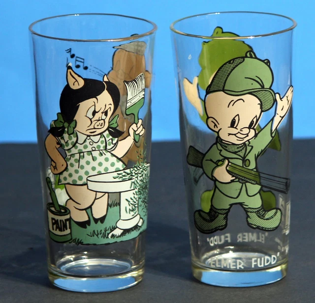 Looney Tunes Collector Series Glasses Pepsi 1976 Miss Piggy & Elmer Fudd