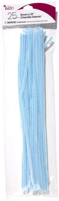 CousinDIY Chenille Stems 6mmx12" 25/Pkg-Light Blue CHNSTM6M-00481