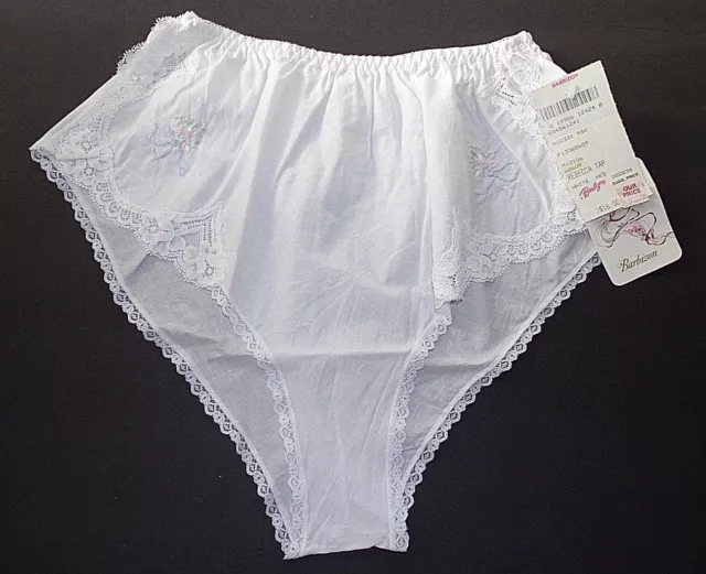 Vtg NWT NOS Barbizon Womens Panties Pants White Cotton Lace French Cut M 80s