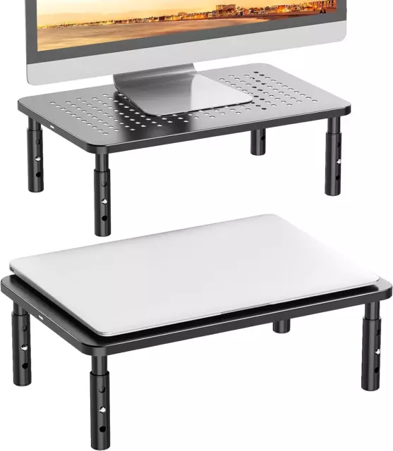 Elevadoras de monitor para 2 monitores, soporte de monitor de computadora para 2 monitores, monitor doble