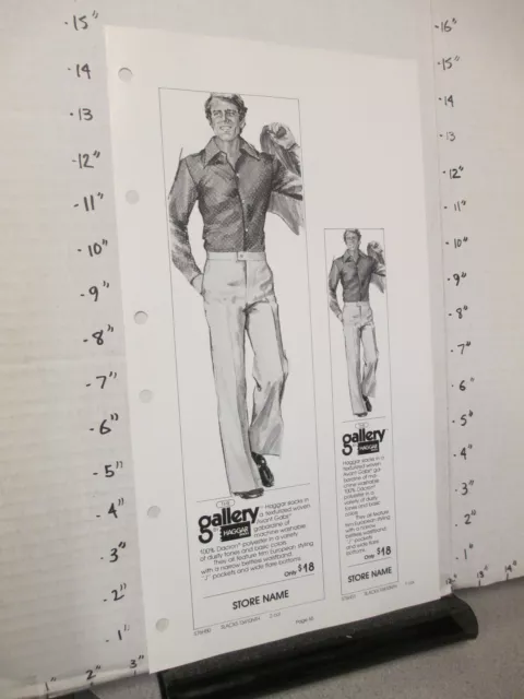 HAGGAR 1976 MEN'S clothing sales ad sheet GALLERY gay tropical pants ...