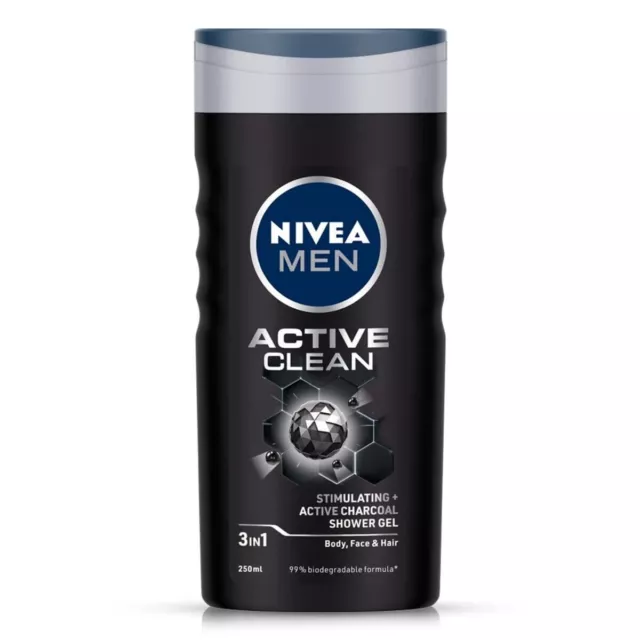 Nivea Men Body Wash Active Clean avec gel douche au charbon actif pour le...