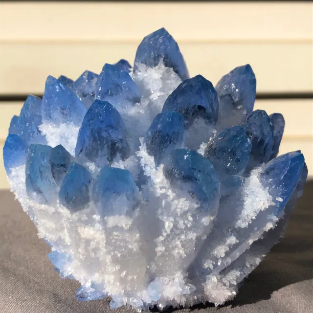 508g New Find blue Phantom Quartz Crystal Cluster Mineral Specimen Healing