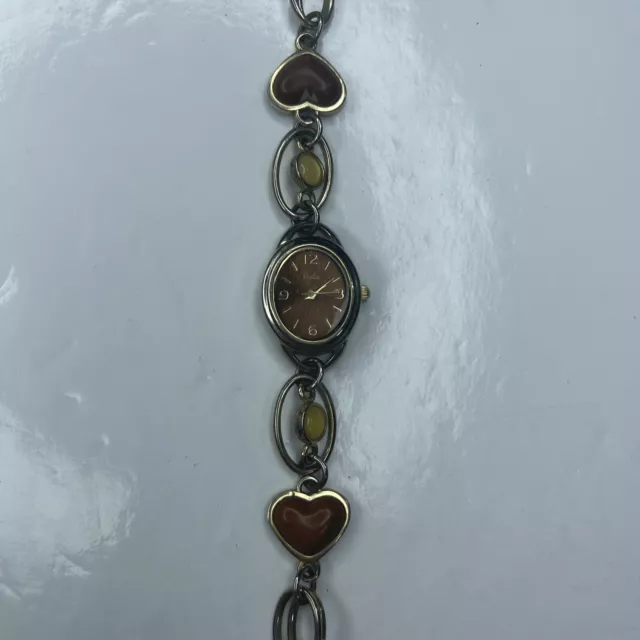 A Relic ZRT10002 115 Japan Gold Chain Link Mod Hearts Wood Stainless Untested