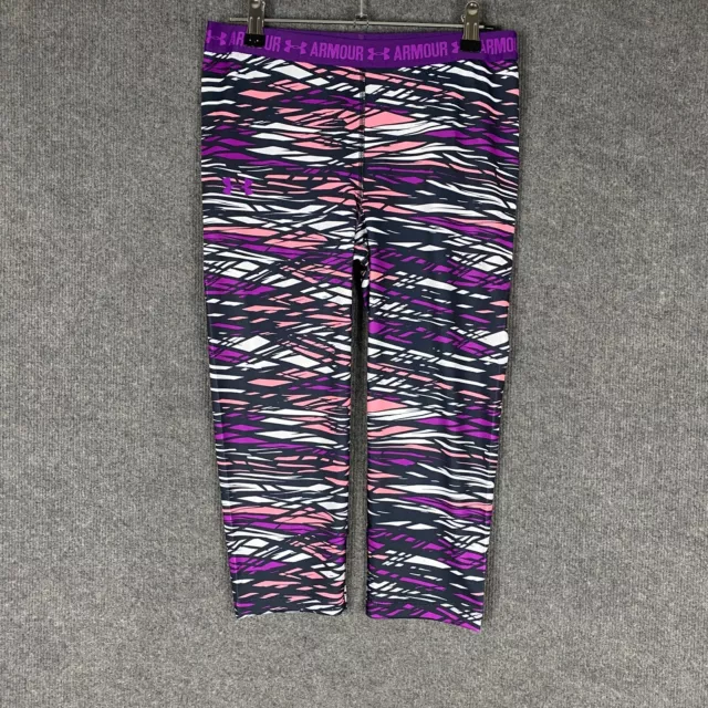 NEW Under Armour Tights Girls Large Purple Blue HeartGear Gym Youth Kids NEW Y8*