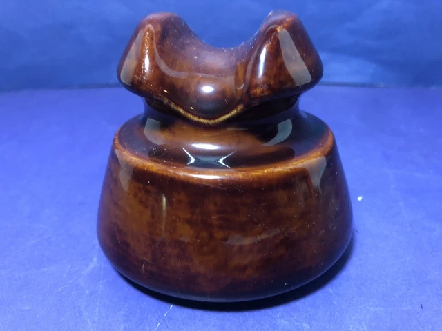 Vintage PINCO -Z Brown Glazed Ceramic Porcelain Insulator Top Rest 2