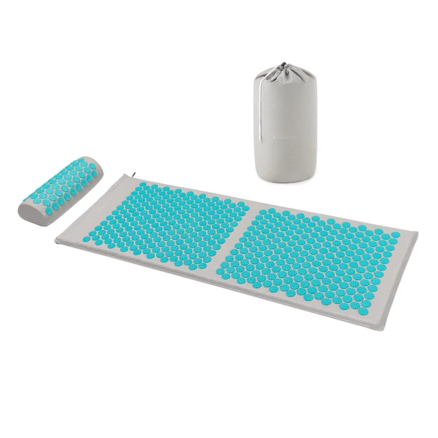 Akupressur Massage Set 1x Akupressurmatte 1x Kissen Matte Kopfkissen Hellgrau