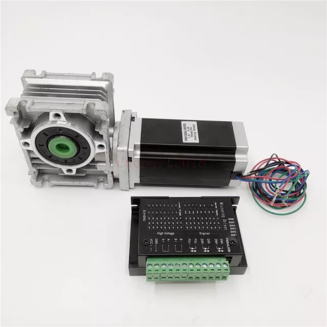 Nema23 Stepper Motor Driver Kit + Worm Gearbox 7.5:1 10:1 15:1 20:1 30:1 50:1 3