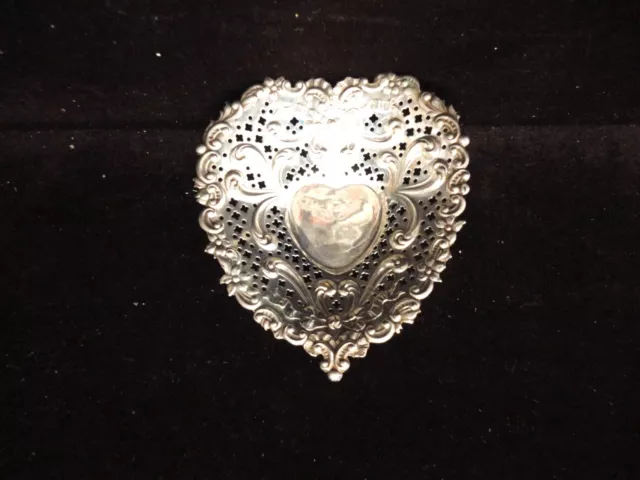 Gorham Sterling Silver Heart Shaped Pierced Nut Dish Bowl by Gorham 956