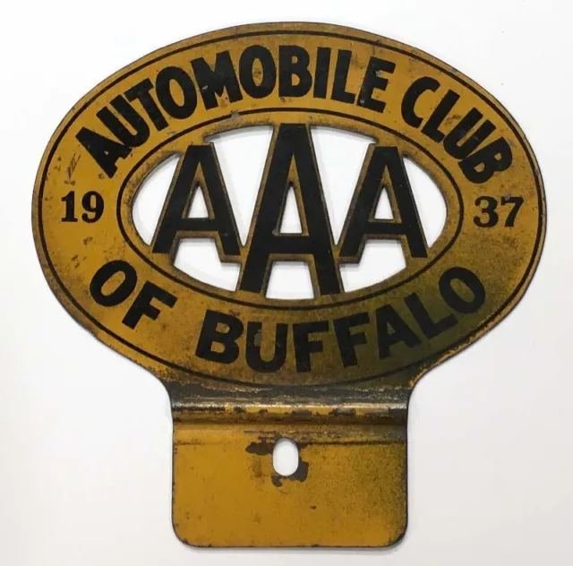 Vintage 1937 Buffalo New York AAA Auto Club License Plate Topper