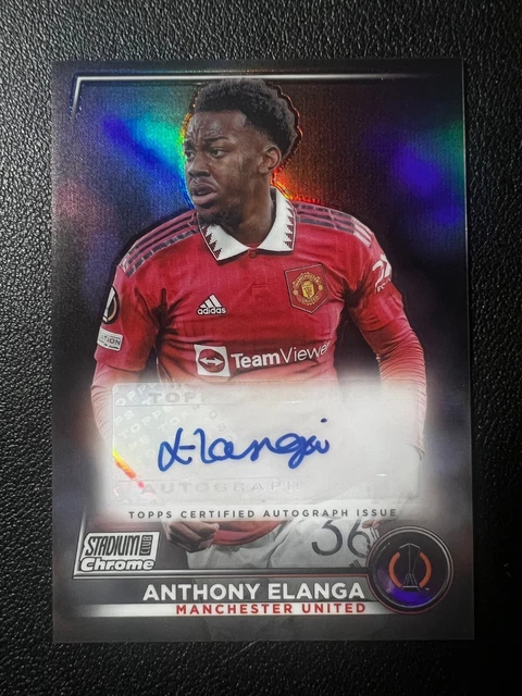 Anthony Elanga Auto Man United 2022-23 Topps Stadium Club Chrome #CA-AE