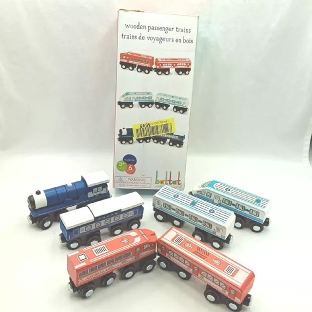 Battat 6-teiliges Set Holzeisenbahn Passagierzüge Lokomotive – Zug Spielzeug aus