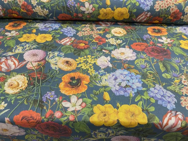 Myrte Rose Blaugrün Baumwolle 140 cm breit Vorhang/Bastelstoff