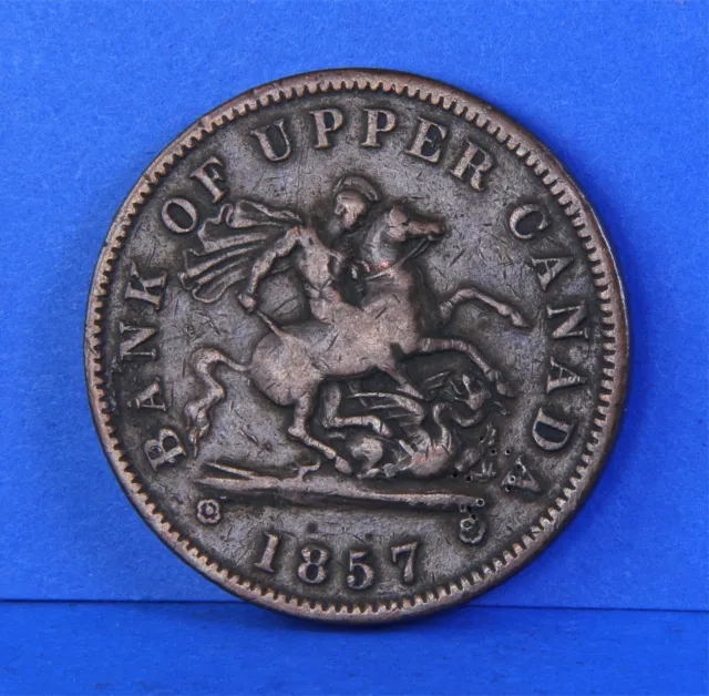 1857 Bank of Upper Canada Bank Token One Penny Canadian Coin