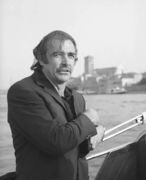 Sean Connery Wearing A Blazer And A Polo Shirt Portrayed On - 1970 Venice photo