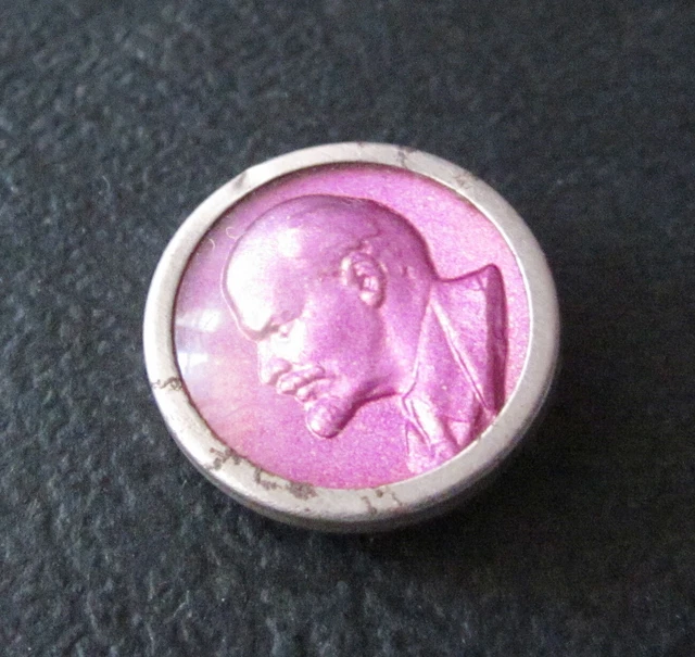 LENIN LENINE communist pink badge pin Soviet USSR russia russie 1970
