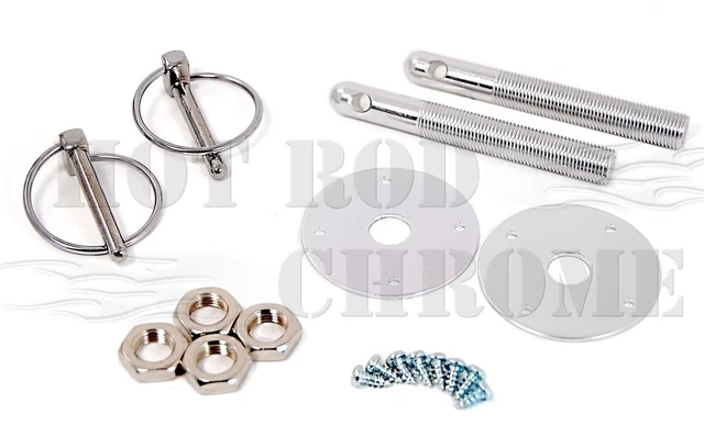Universal Aluminum Hood Pin Latch Bonnet Flip Locking Kit Silver Chevy Ford