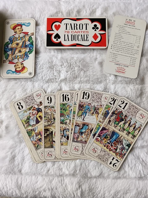 Jeu De Tarot Ducale Origine 78 Cartes - Cartes à Jouer Premium Rouge Bleu Jaune Or