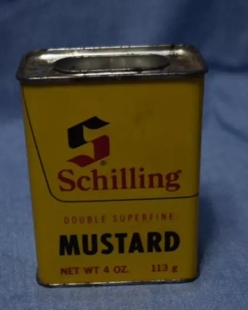 Schilling double superfine Mustard 4 oz spice tin, Great colors, partially full