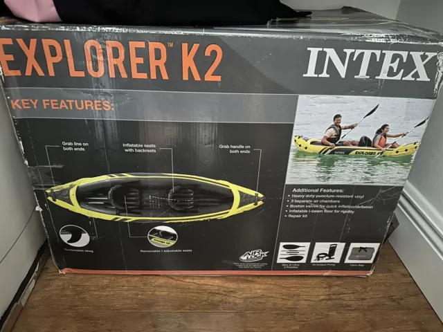 Intex Explorer K2 Inflatable Kayak - 2 Person. NEW. Great Price + 2 Life Jackets