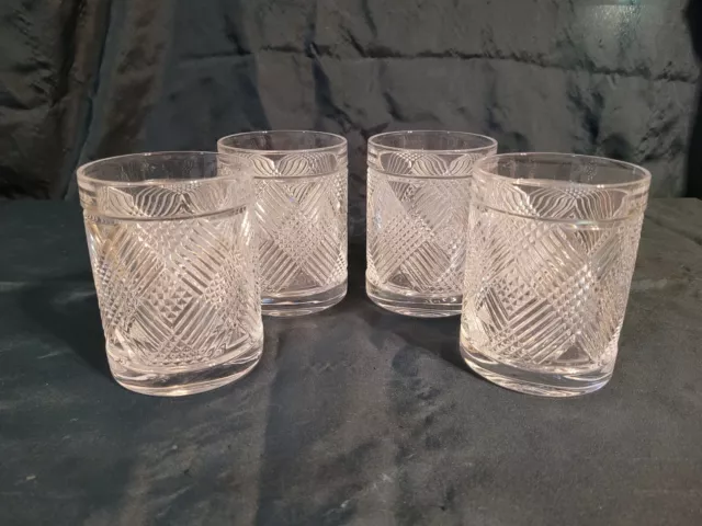 Ralph Lauren Argyle Double Old Fashioned Crystal Glasses Set Of 4