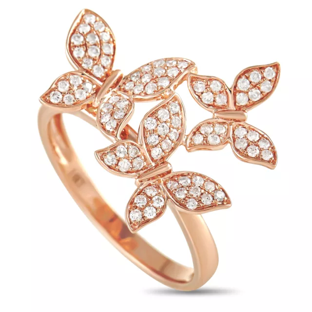 LB Exclusive 14K Rose Gold 0.30ct Diamond Butterfly Ring ALR-15867