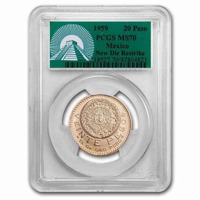 1959 Mexico Gold 20 Pesos MS-70 PCGS (Green Label New Dies) - SKU#277191