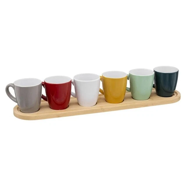 Lot de 6 Tasses & Plateau "Colorama" 9cl Multicolore