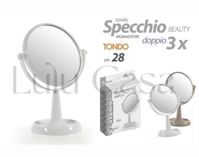 Specchio cosmetico ovale trucco zoom girevole da appoggio da tavolo 28cm