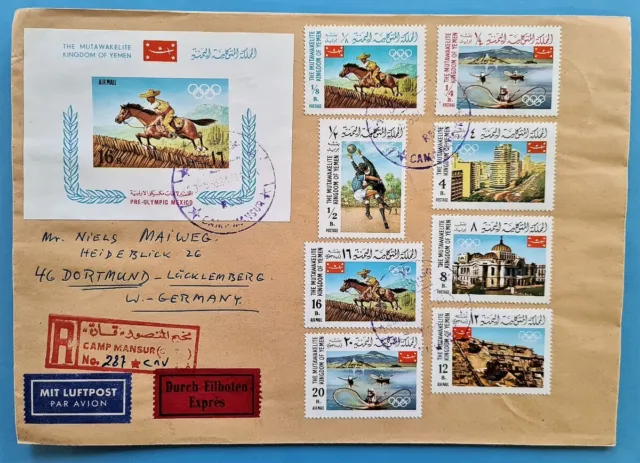 Yemen Yemen Regno Yemen 1968 Reko-Brief Express 403-410 Blocco 53 Olimpiadi/26