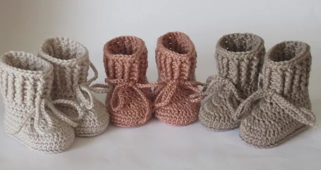Handmade Baby Knitted Crochet Booties Shoes /3 months - 6 months