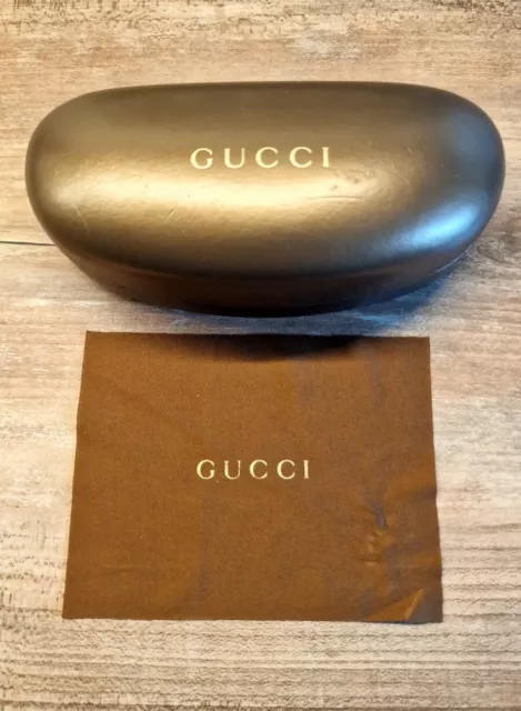 GUCCI Etui Brillen Sonnenbrillen Gold Braun Hartschale Oval TOP ZUSTAND