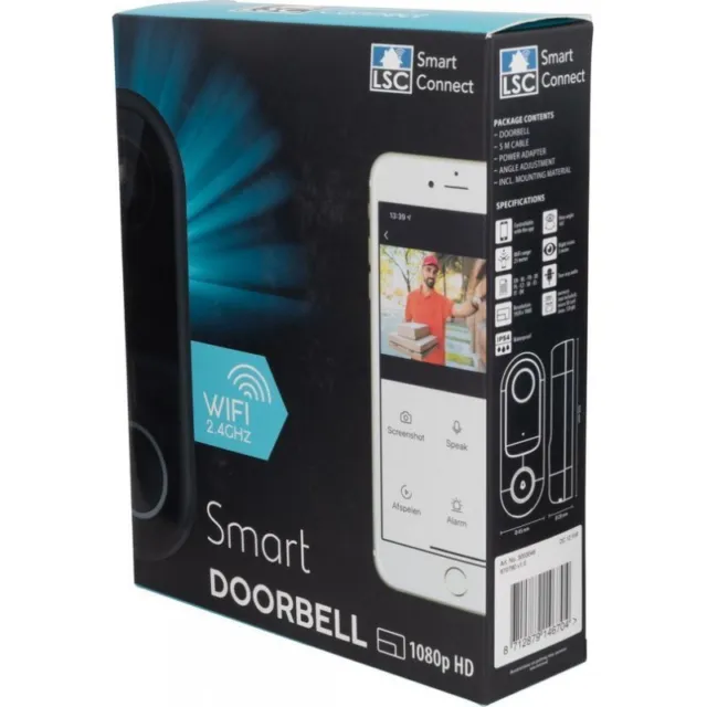 Deurbel - Smart Connect Video-Deurbel - met Camera 1080p Full HD - Wi-Fi 2.4GHz