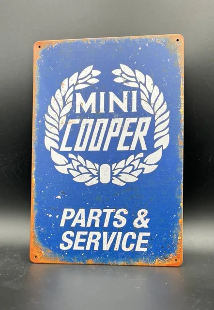 Garage Sign with MINI Cooper Logo Blue