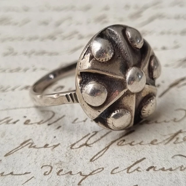Bague Ancienne En Argent Sterling 925 - Taille 52, Anneau Vintage Antique
