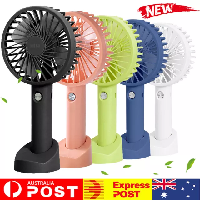 Mini Portable Hand-held Desk Fan Cooling Cooler USB Air Rechargeable 3 Speed AU