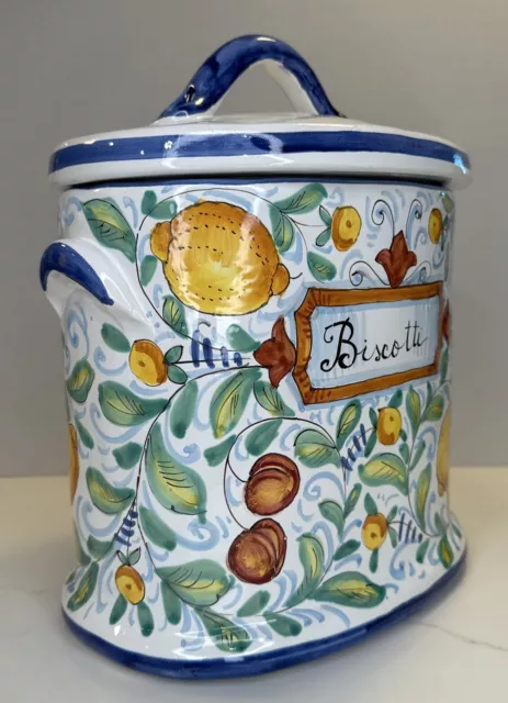 Italian VINTAGE Biscotti Jar Made For Cottura County Style EXQUISITE PIECE 1980s 2