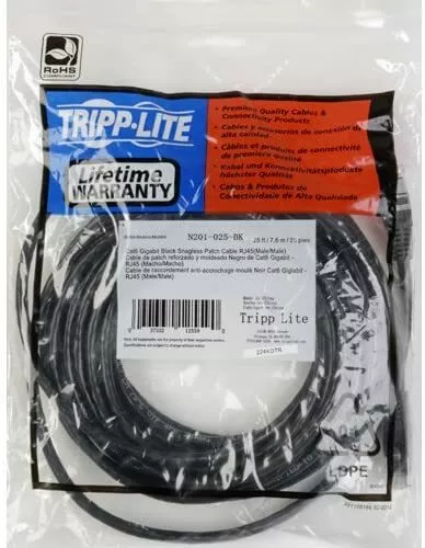 Lot of 50 Tripp Lite Cat6 Gigabit Snagless Patch Cables RJ45  Black, 5-ft
