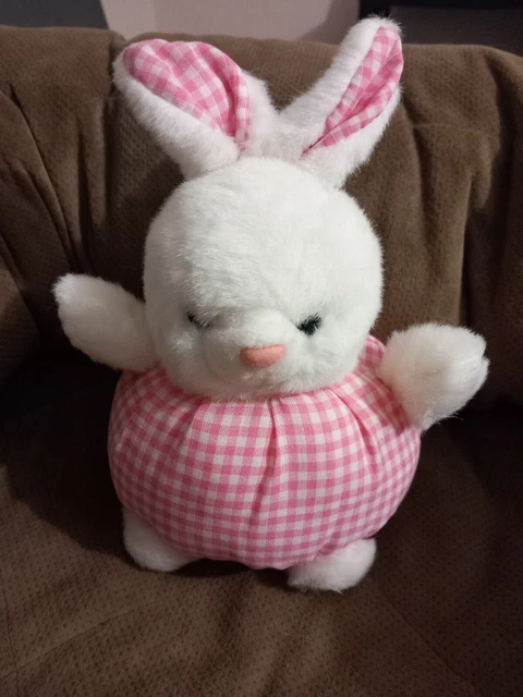 PAMPERS LAPIN BOULE VICHY ROSE ET BLANC DOUDOU PELUCHE Neuf CIAD