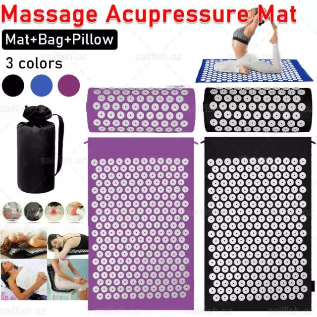 Massage Acupressure Yoga Mat And Pillow Set Neck Pain Relief Sit Lying Mat AUS